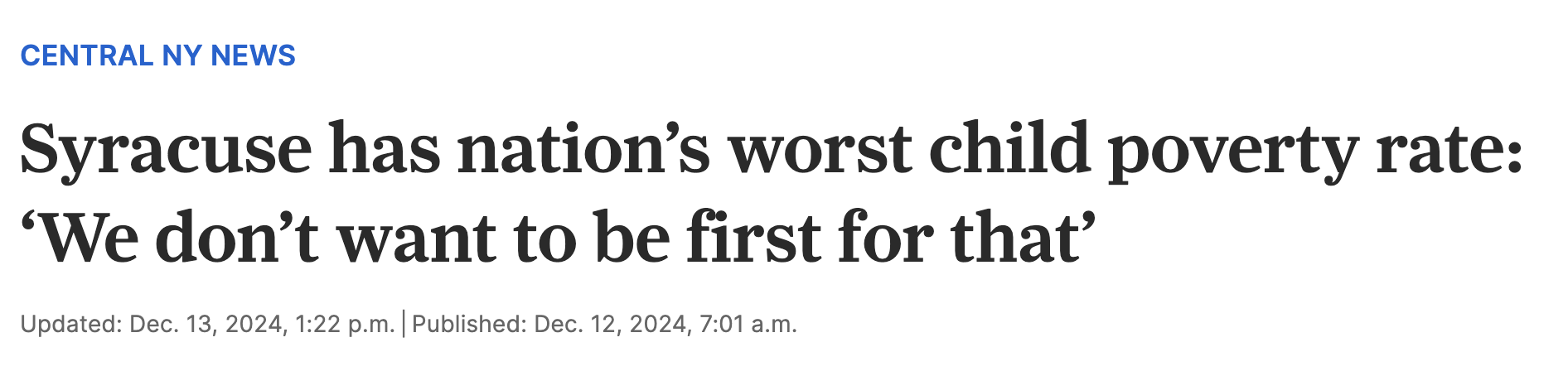 Syracuse has nation’s worst child poverty rate: ‘We don’t want to be first for that’